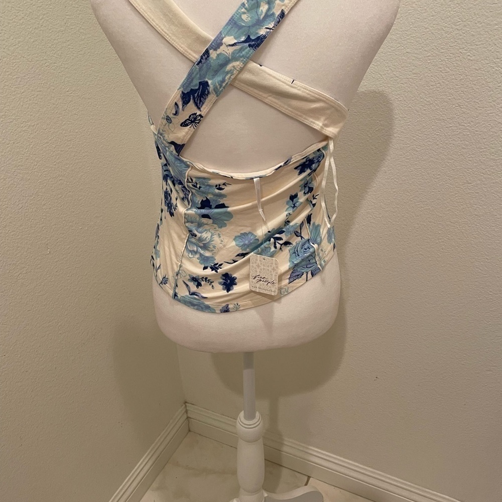NWT Free People Ivory Toile Combo Floral Butterfly Tank Top Womens​​​​​​​ - Picture 6 of 8